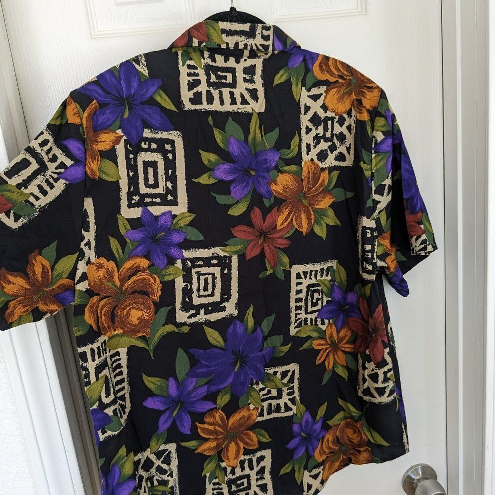 Vintage Cristin Stevens Floral Tribal Print Button Up Blouse - Large - BBQ Wear! - Picture 7 of 8